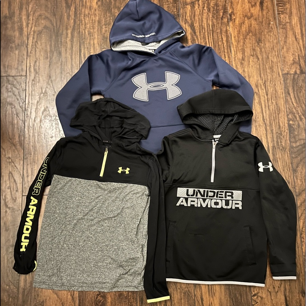 Boys size M - lot of 3 under armour hoodies